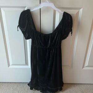 Urban Outfitters M Claudette Velvet Babydoll Dress Bow Back Mini 90s